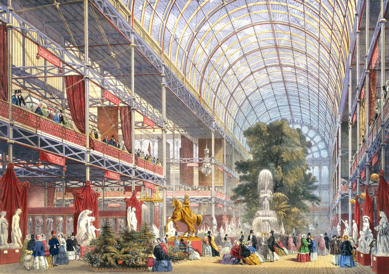 Great Exhibition, 1851: Central Transept, från Dickinsons Comprehensive Pictures (färgad litho) av English School