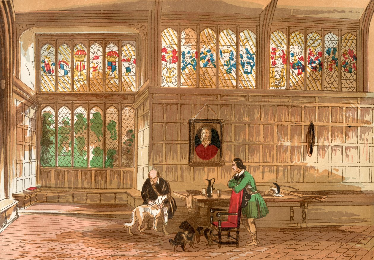 Hall at Ockwells, Berkshire, England, från Old England: A Pictorial Museum, pub. 1847 av English School