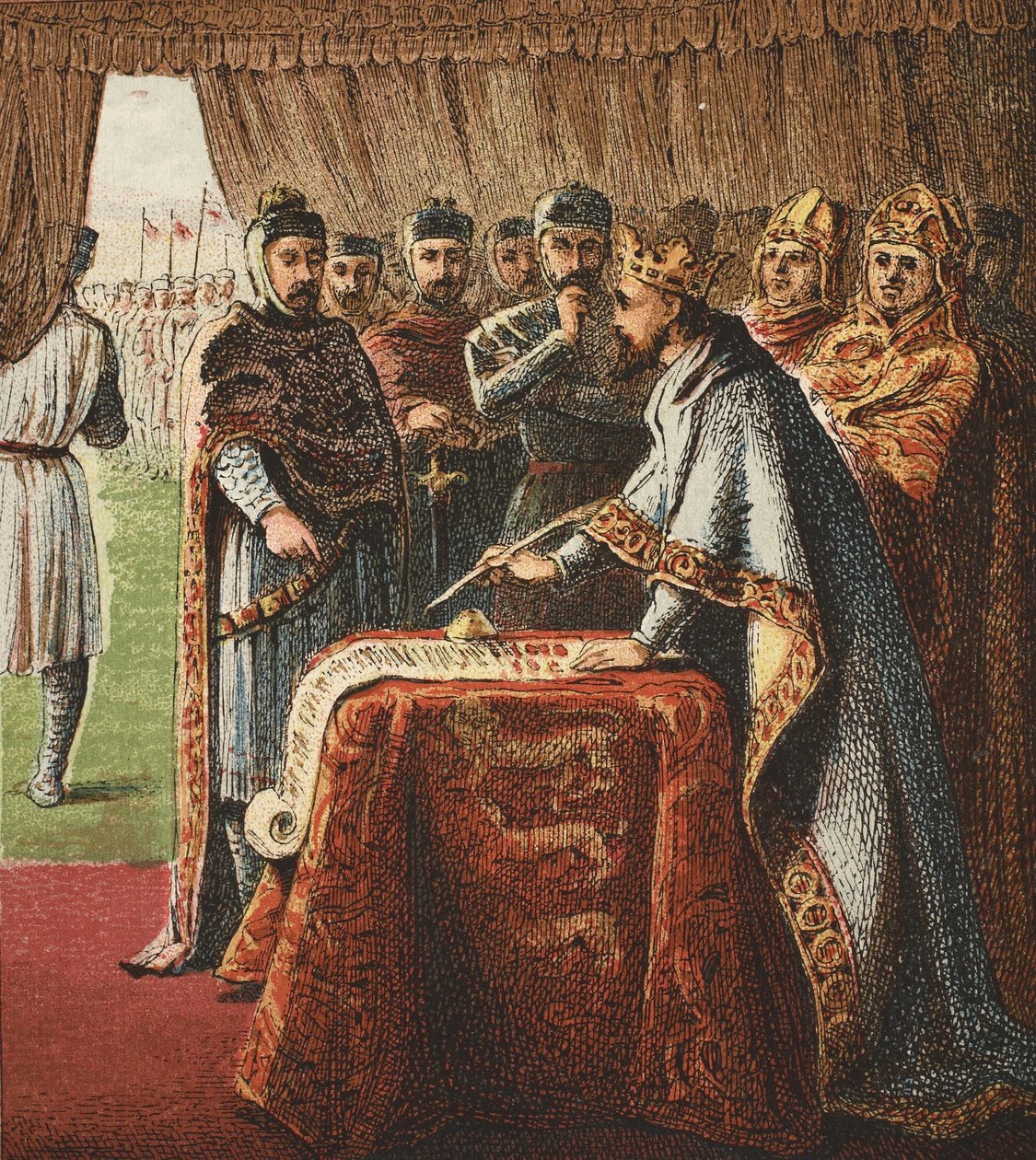 King John och Magna Carta, pub. 1890 av English School