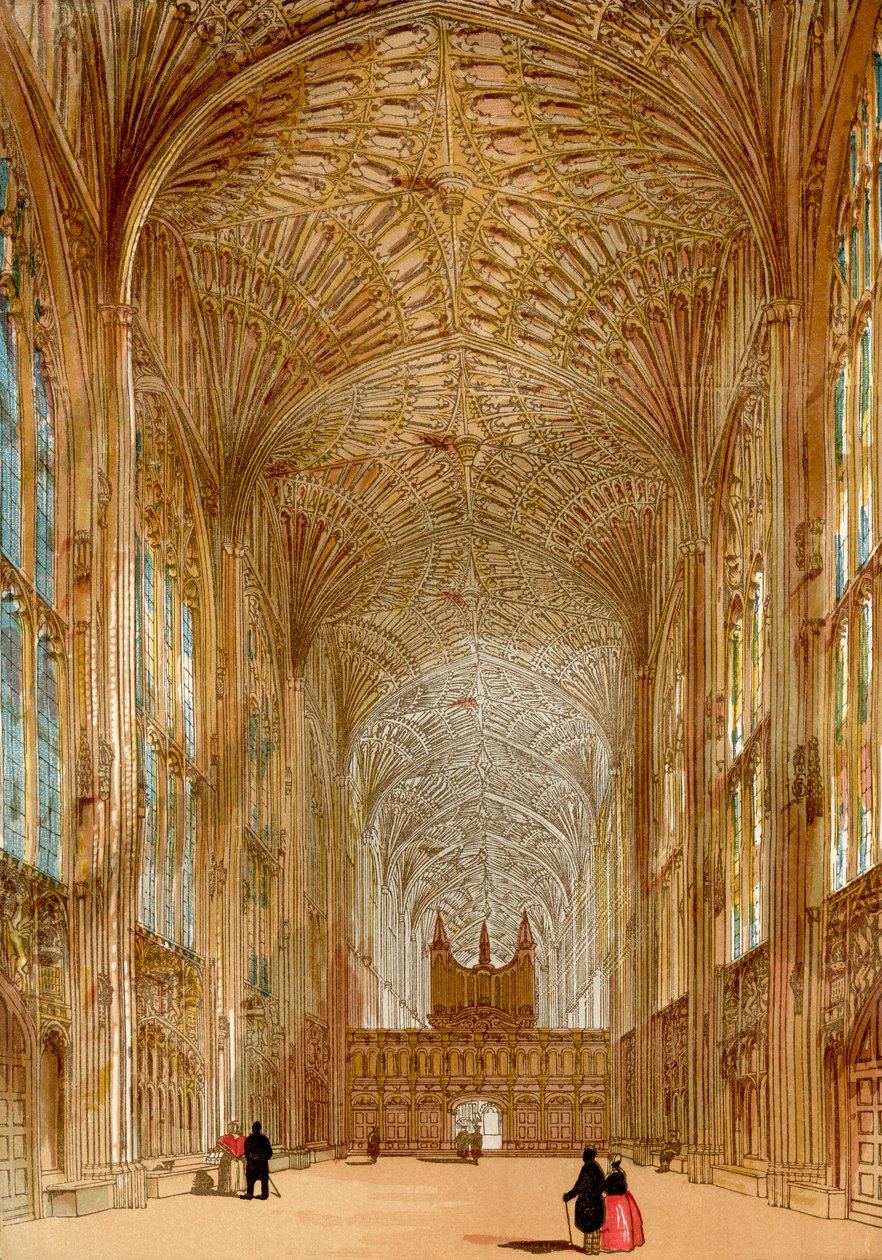 Kings College Chapel, University of Cambridge, Cambridge, England, från Old England: A Pictorial Museum, pub. 1847 av English School