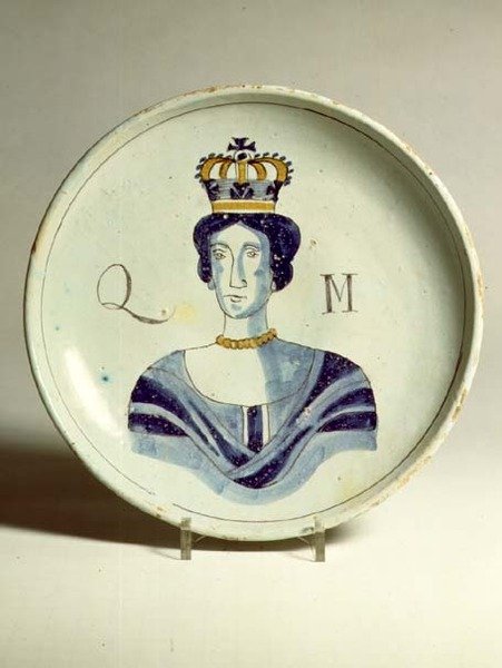 Lambeth Delftware porträtt av drottning Mary (keramik) av English School