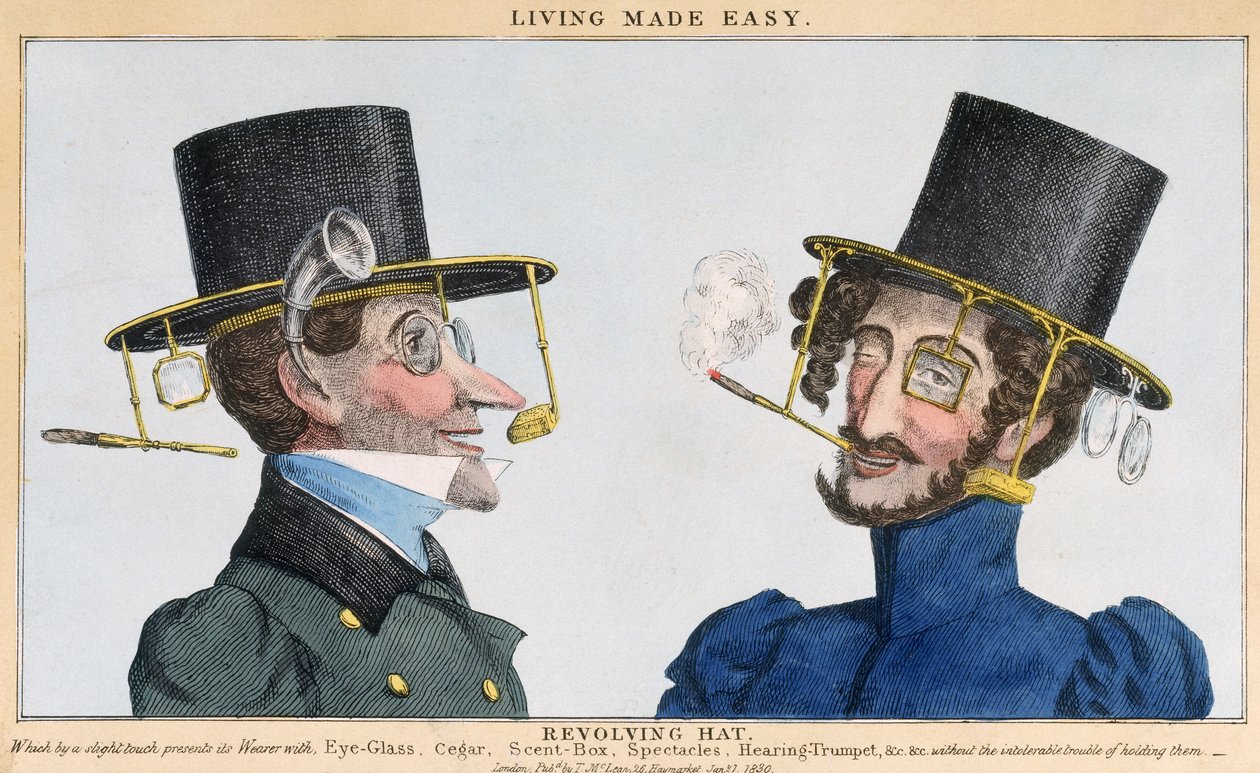Living Made Easy - Revolving Hat, publicerad av Thomas McLean, 1 januari 1830 av English School
