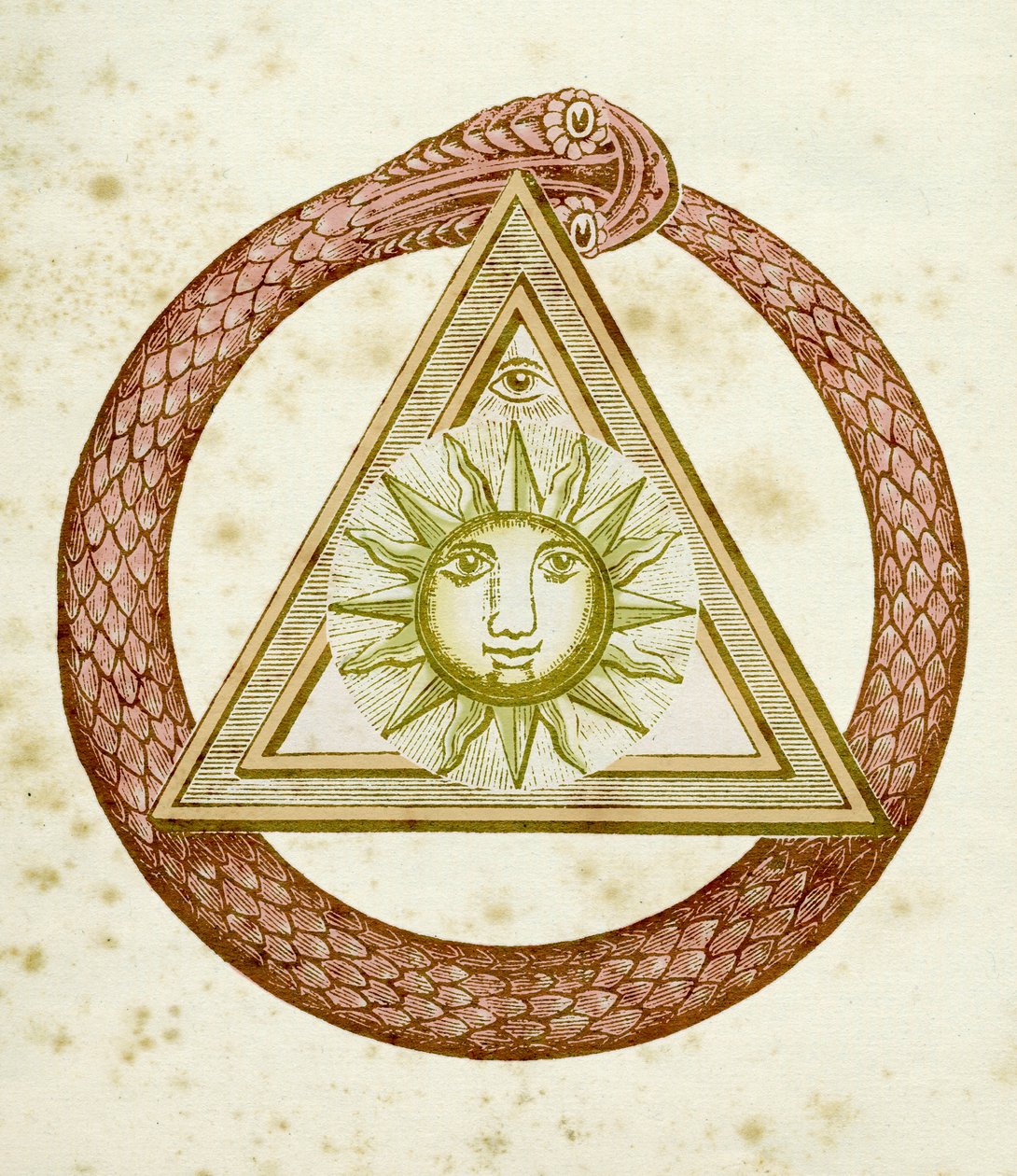 Ouroboros, delta og det guddommelige øje med solen, fra The Kneph, 1881-1900 sverige av English School