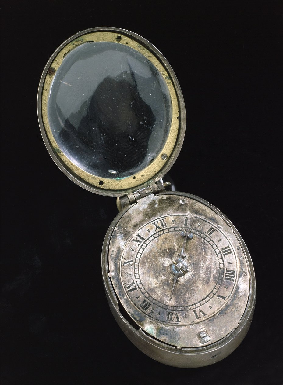 Oval puritansk klocka, ca 1650 (silver) (se även 259584) av English School