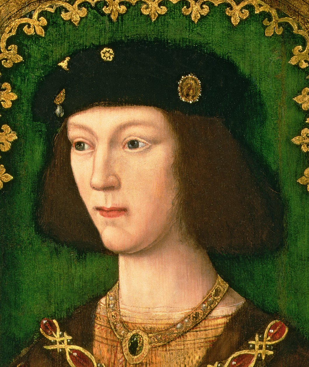 Porträtt av Henrik VIII (1491-1547), ca 1509 (detalj av 119971) av English School