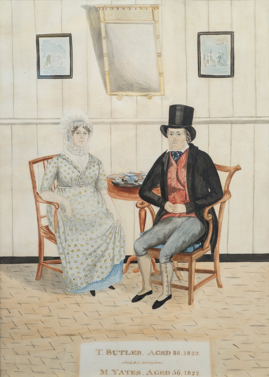 Porträtt av T. Butler och hans dotter M. Yates, ca 1822 (wc på papper) av English School