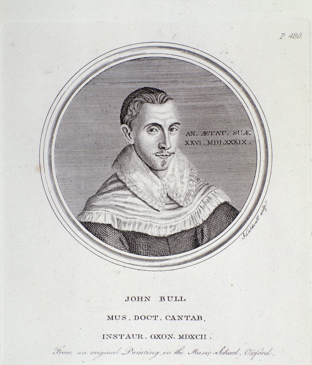 Porträtt av den engelske kompositören John Bull (1562-1628) av English School
