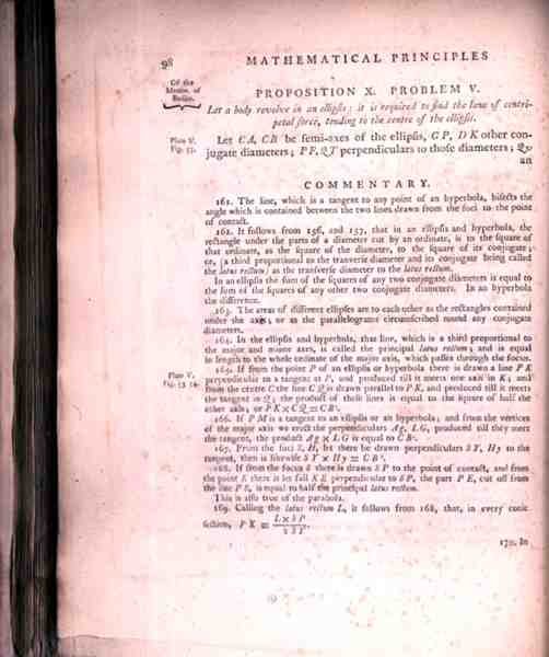 Proposition X Problem V från Volym I i The Mathematical Principles of Natural Philosophy av Sir Isaac Newton (1642-1727) 1777 (se 136313) av English School