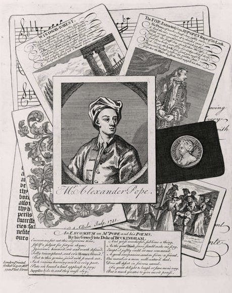 Satir över verk av Alexander Pope (1688-1744) av English School