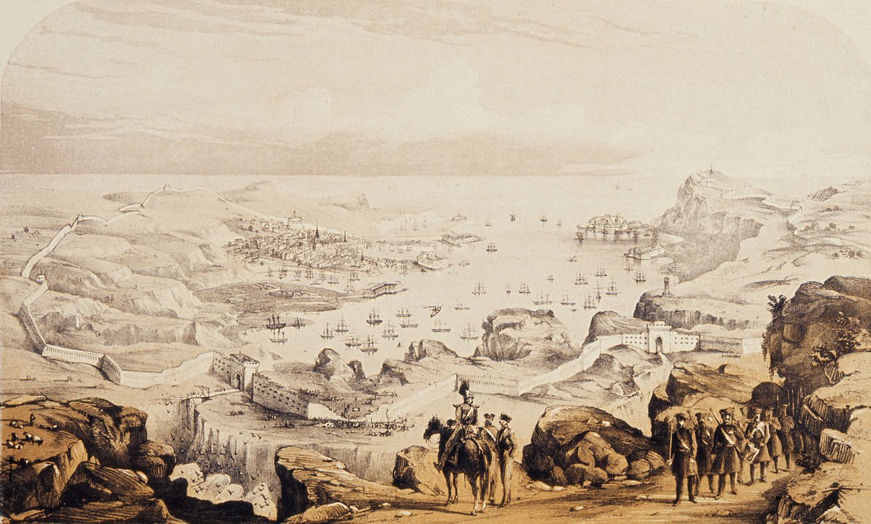 Sebastopol och de pågående befästningarna, 1854 av English School