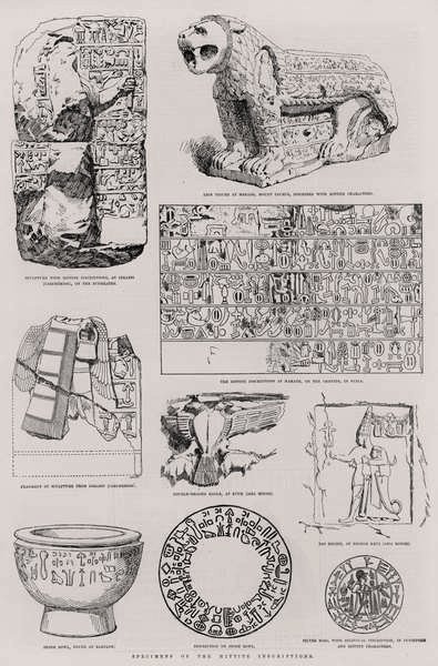 Exemplar av hettitiska inskrifterna, från The Illustrated London News, 26 mars 1887 av English School