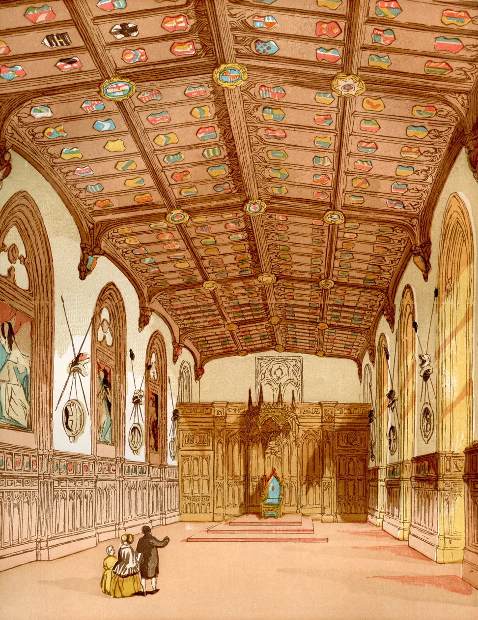 St. Georges Hall, Windsor Castle, Windsor, England, från Old England: A Pictorial Museum, pub. 1847 av English School