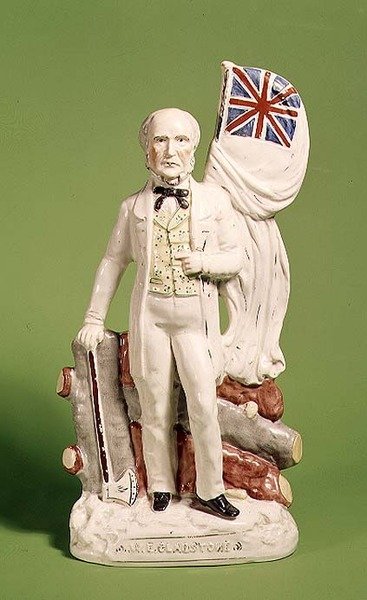 Staffordshire figur av Gladstone, 1873 av English School