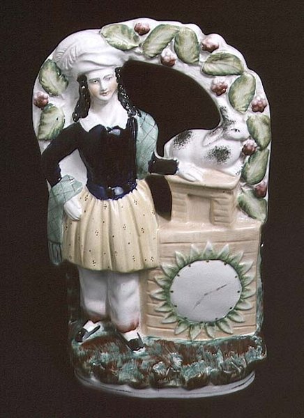 Staffordshire figur av en man med en kanin, 1840 (keramik) av English School