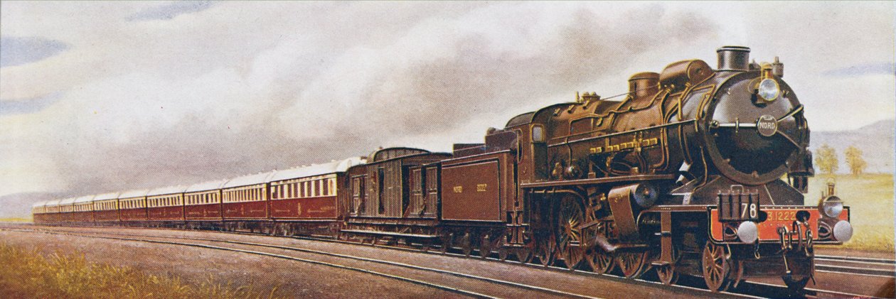 Super Pacific of the Northern Railway of France, illustration från The Wonder Book of Railways, fjortonde upplagan redigerad av Harry Golding, 1929 av English School