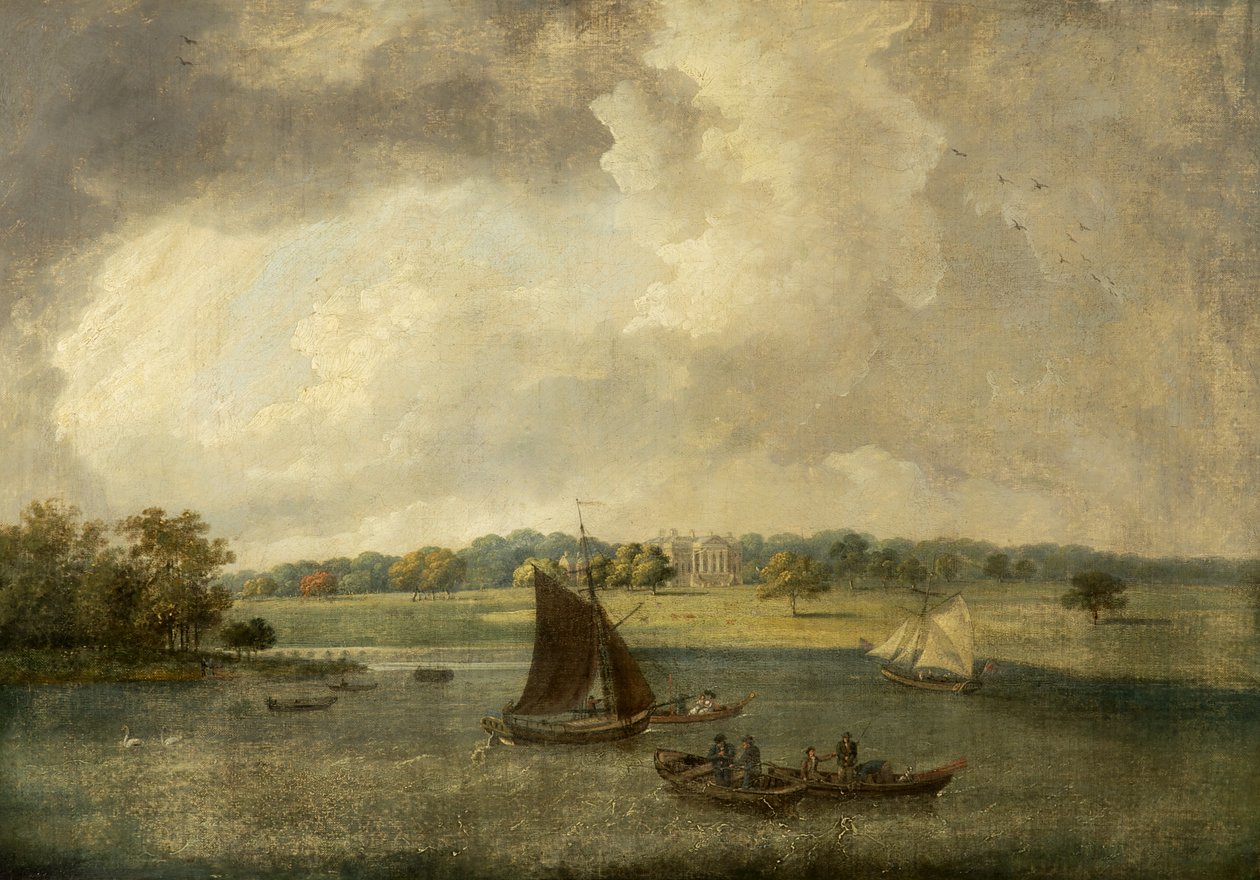 Tabley House från andra sidan Mere, Cheshire, 1800-50 av English School