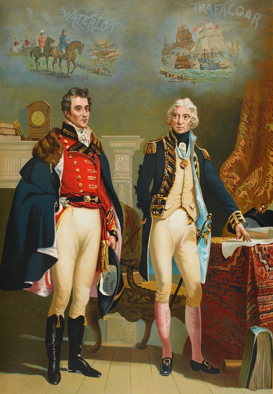 Armén och flottan representerar den enda intervjun mellan de stora befälhavarna, Wellington och Nelson!, ca 1890 av English School
