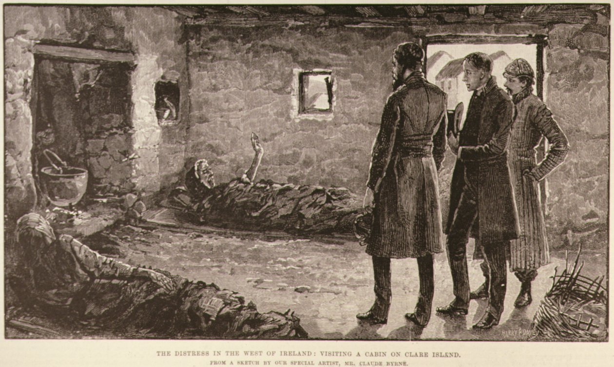 The Distress in the West of Ireland: Visiting a Cabin on Clare Island, från The Illustrated London News, 4 oktober 1886 av English School