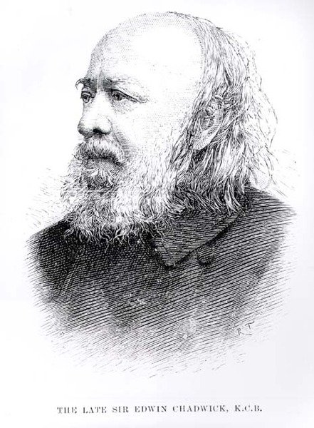 The Late Sir Edwin Chadwick (1800-90) av English School