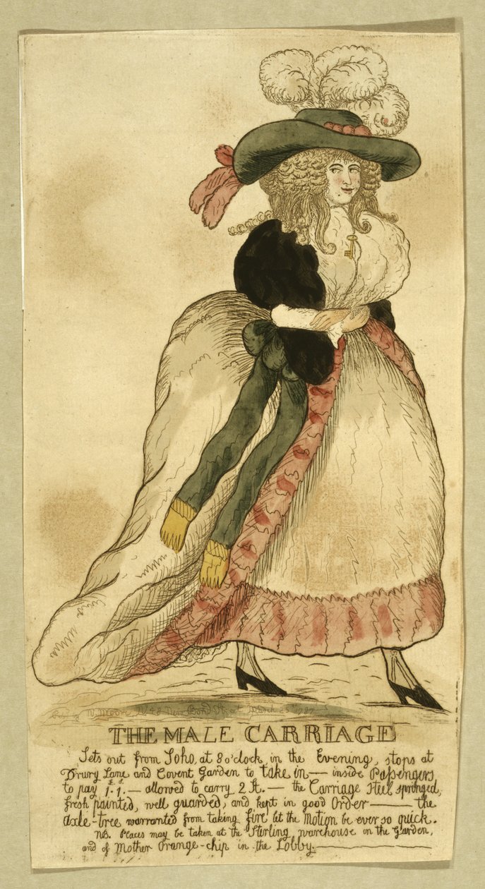 The Male Carriage, pub. N. Moore, London, 25 mars 1787 (handfärgad gravyr) av English School