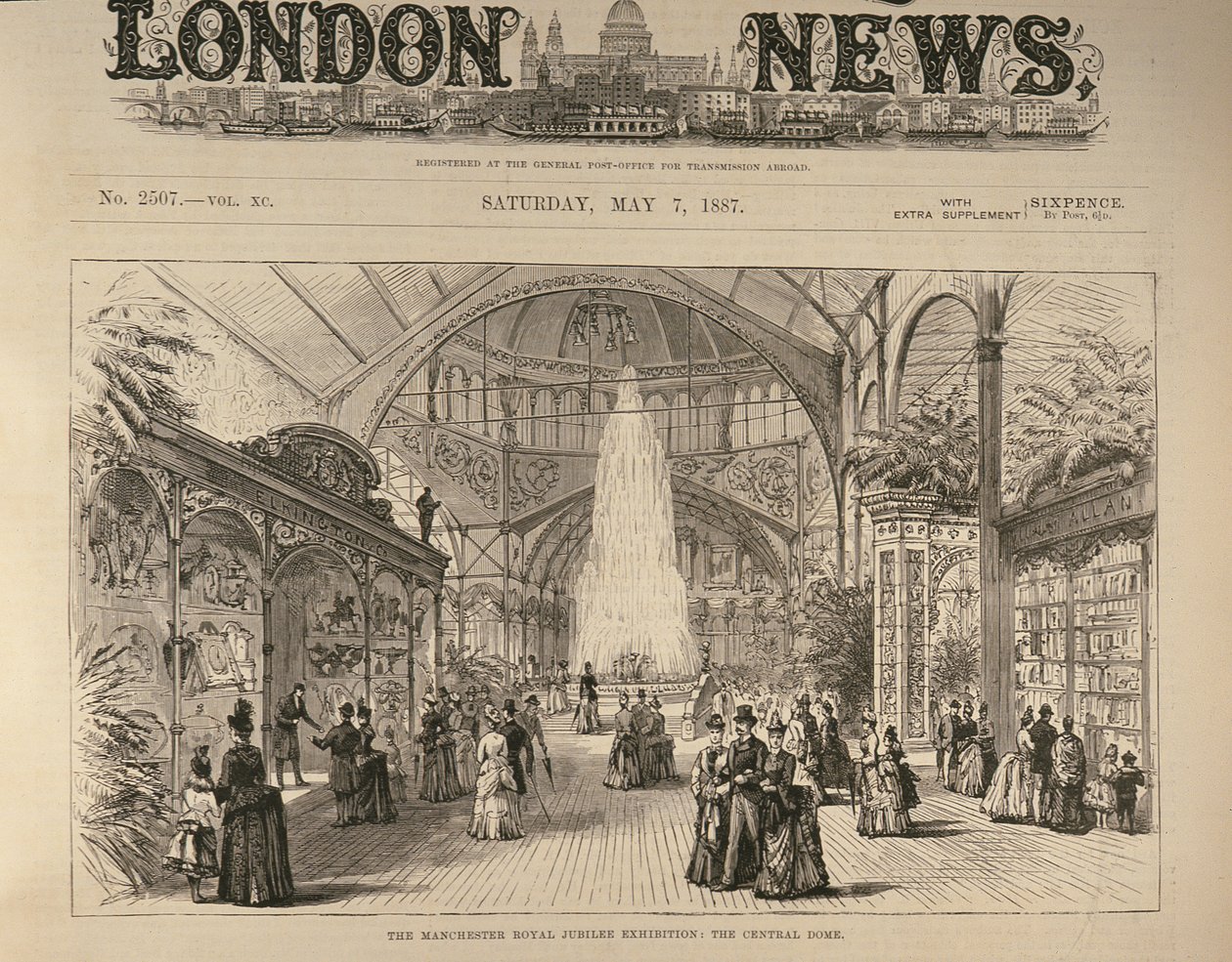 Manchester Royal Jubilee Exhibition: The Central Dome, från The Illustrated London News, 7 maj 1887 av English School