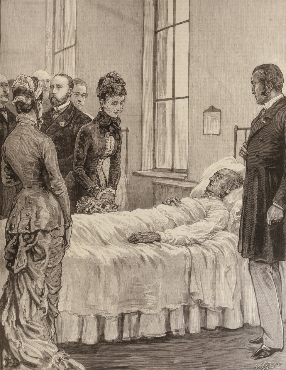 Prinsen och prinsessan av Wales öppnar Marylebone Infirmary, Notting Hill: The Princess Visiting the Patients, från The Illustrated London News, 7 september 1881 av English School