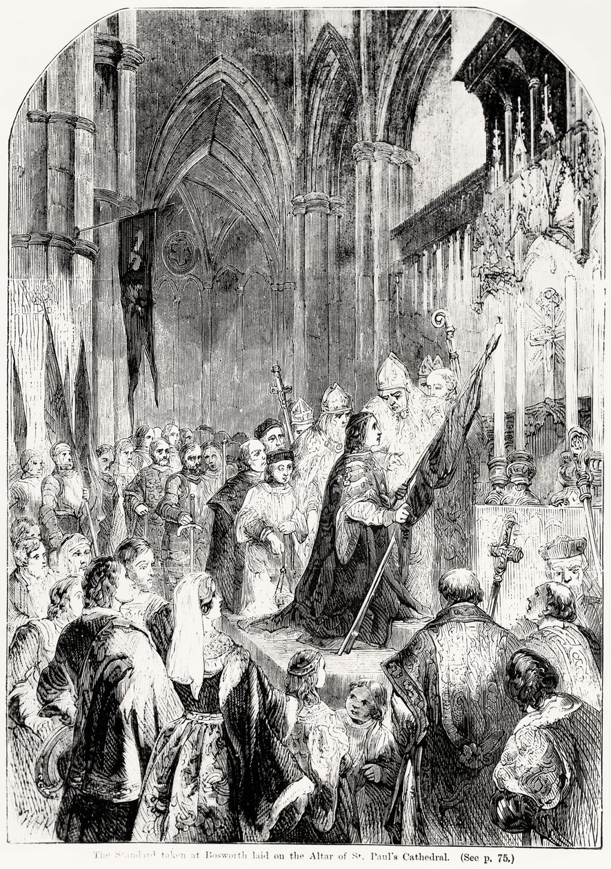 Standarden tagen i Bosworth lades på altaret i St. Pauls Cathedral 1486 av English School