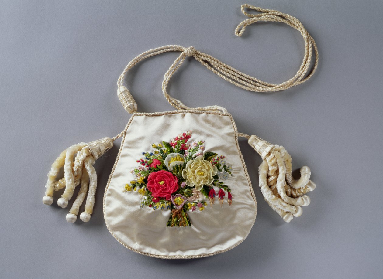 Damväska, 1830-tal (broderat siden) av English School