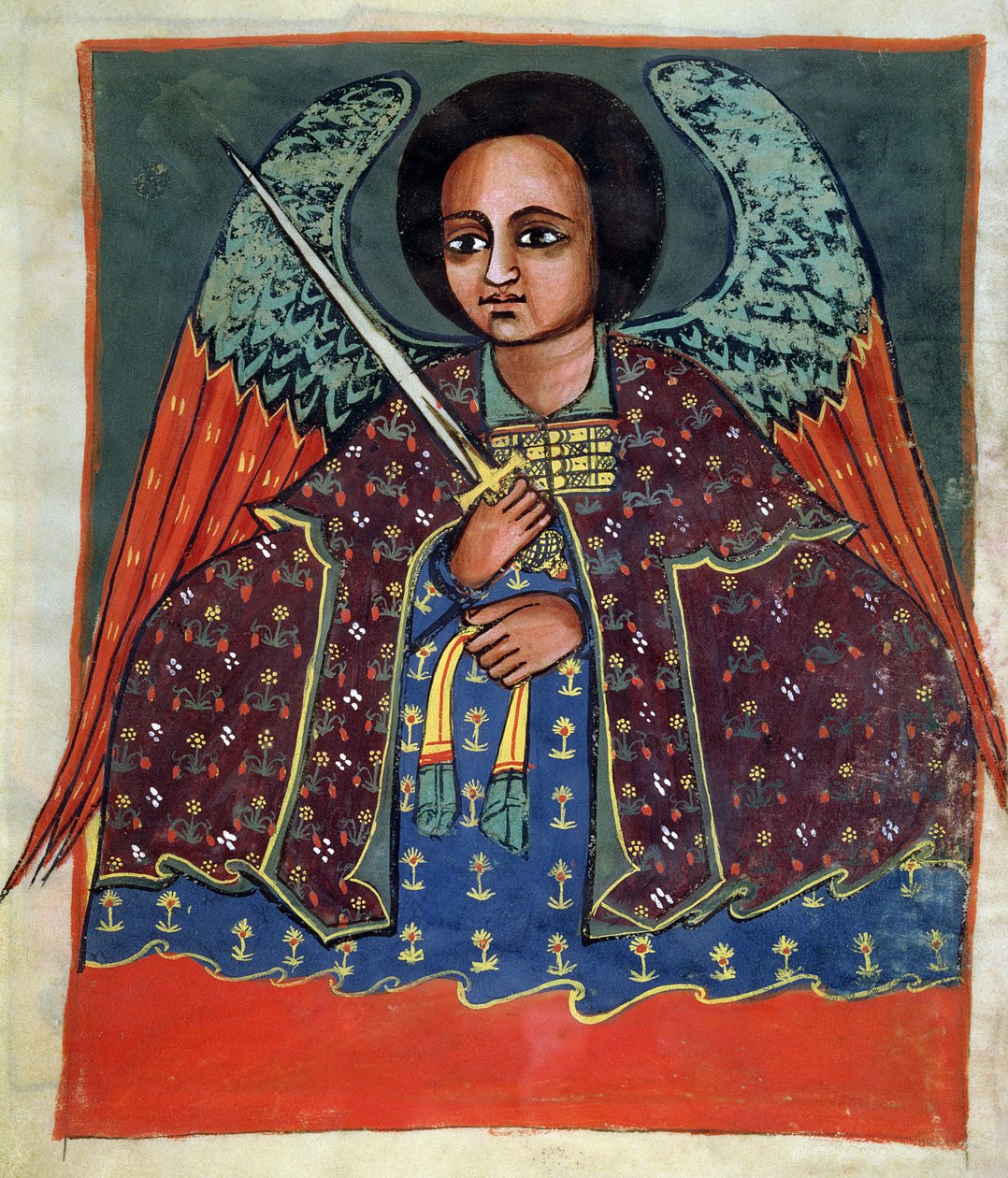 W.953 fol.4v Ärkeängeln Mikael av Ethiopian School