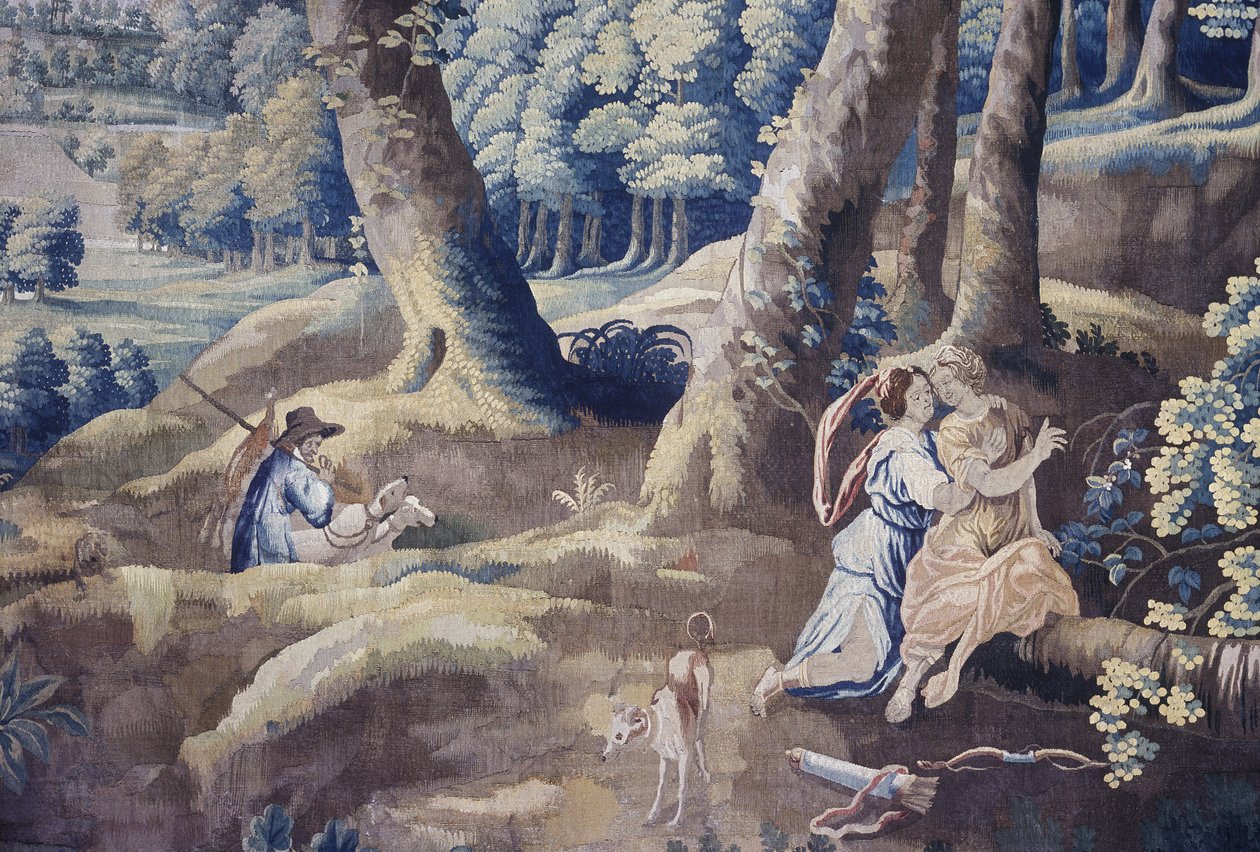 Detalj av en scen från vävserien Life at Country Mansion (textil) (se även 1275718) av Flemish School