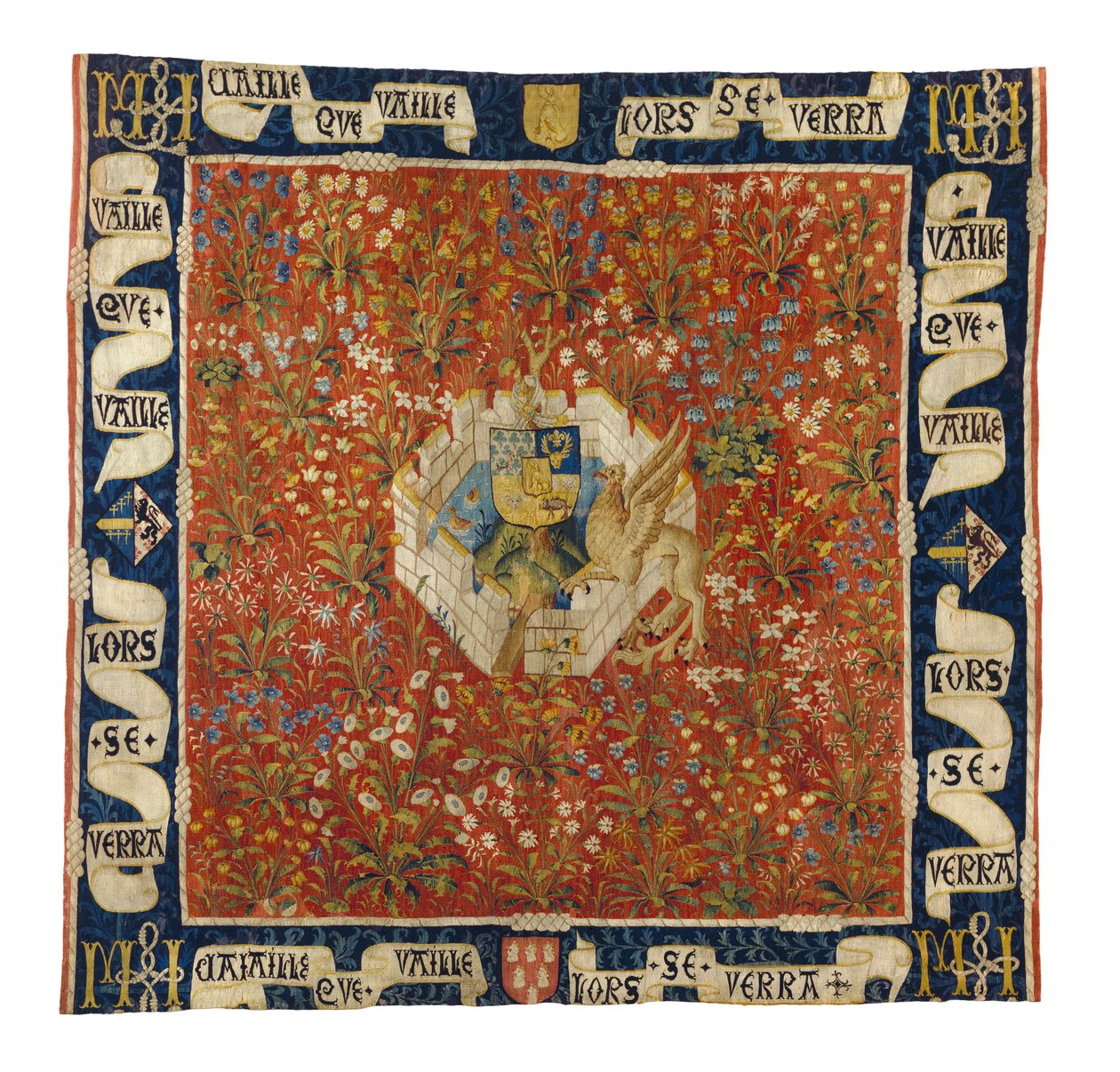 Millefleurs Tapestry, c.1520 (ull och siden) av Flemish School