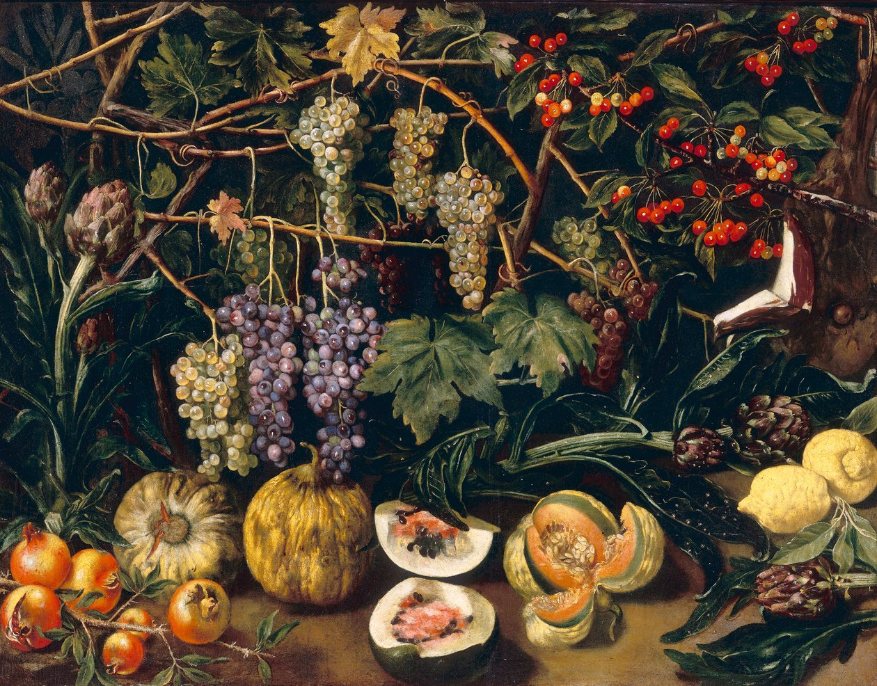 Vindruvor och pumpor av Florentine School