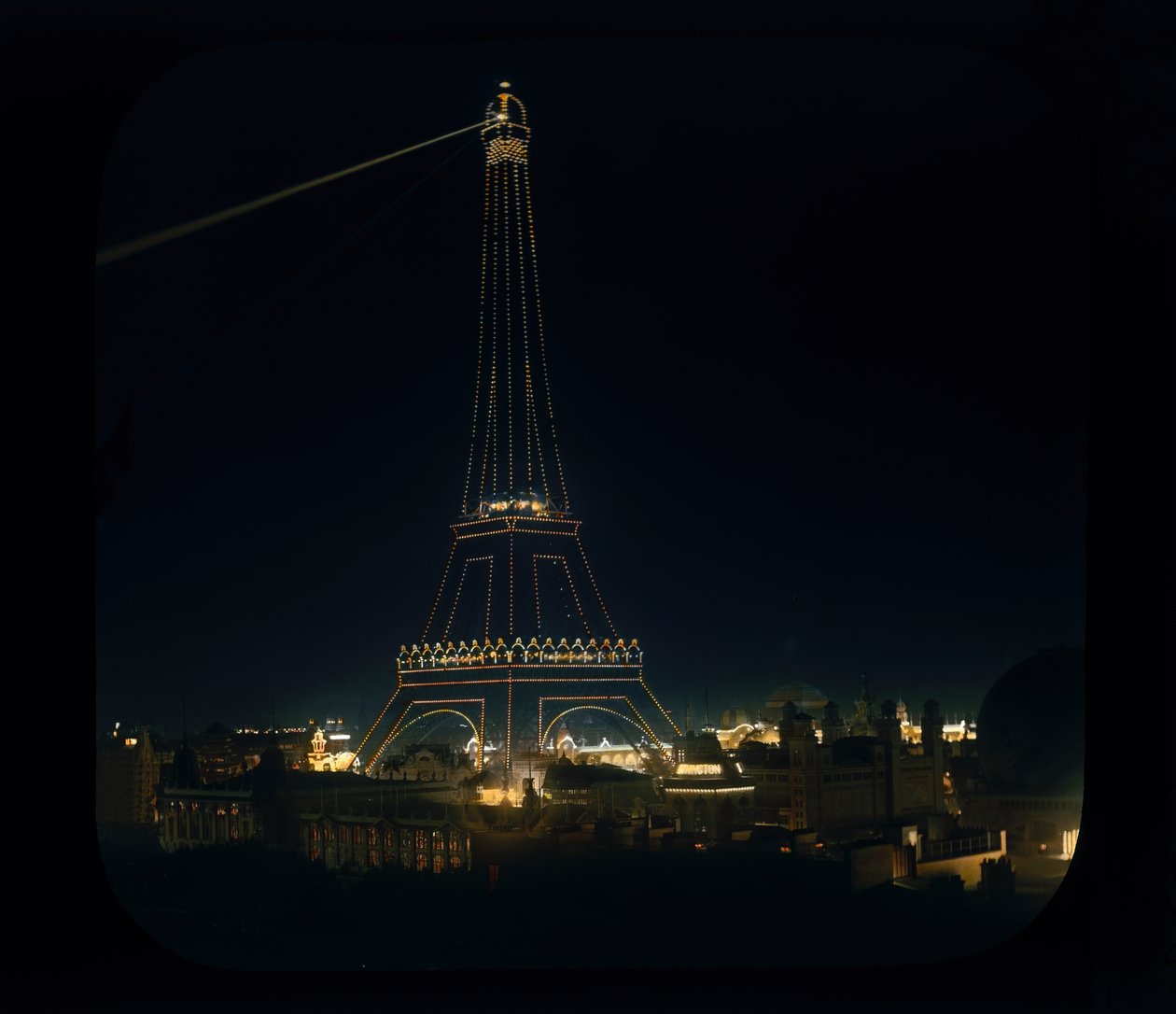 Parisutställning: Eiffeltornet, 1900 (lanternbild) av French Photographer