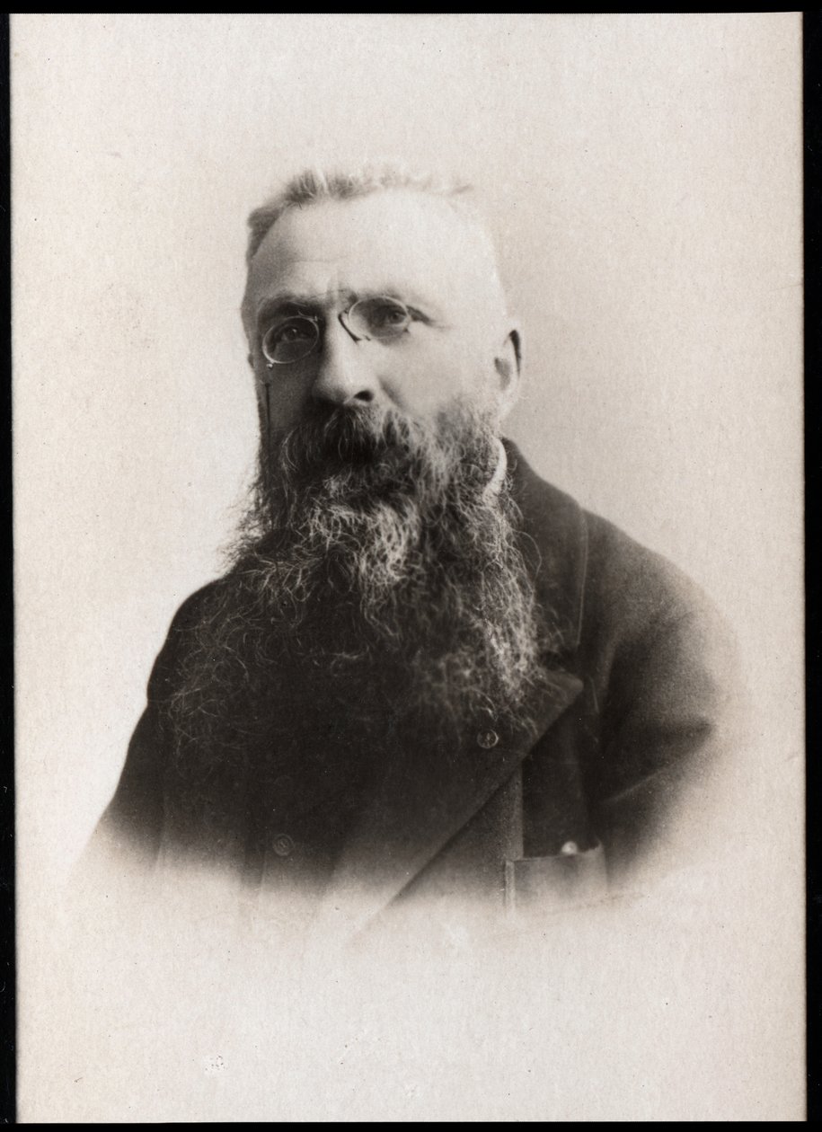 Porträtt av Auguste Rodin (1840-1917), fransk skulptör. av French Photographer