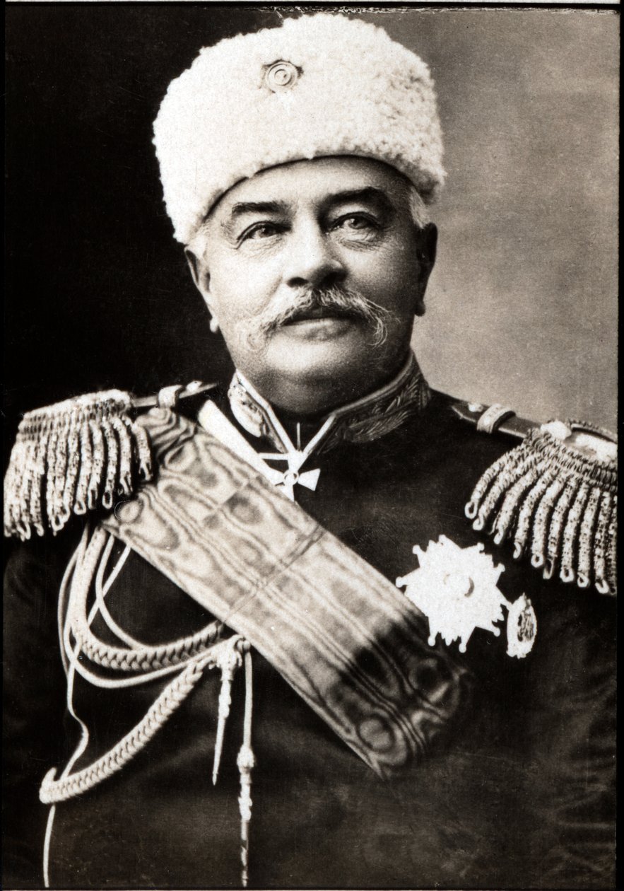 Porträtt av Mikhail Ivanovich Dragomirov (1830-1905), rysk general och militärförfattare. av French Photographer
