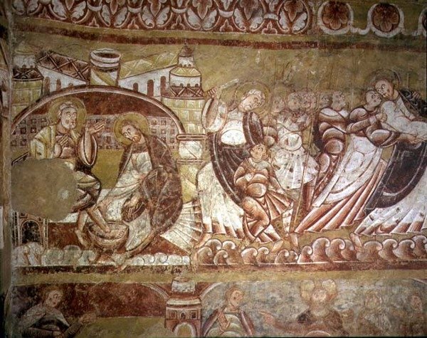 (Lto R) Christ Washing Peters Feet, Judas Kissing Christ (för detaljer se 95751) av French School