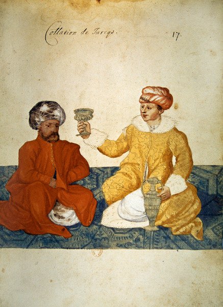 En lätt turkisk måltid, 1567 (wc på papper) av French School