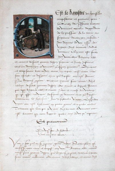 AE II1667 Vinproduktion under medeltiden, från Redevancier de Saint-Germain-des-Pres, ca 1530 av French School