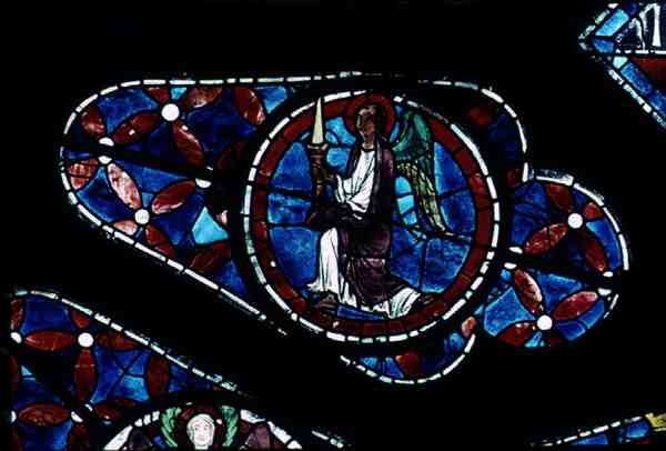 Ängel med ett ljus, detalj från norrrosfönstret, c.1223 av French School
