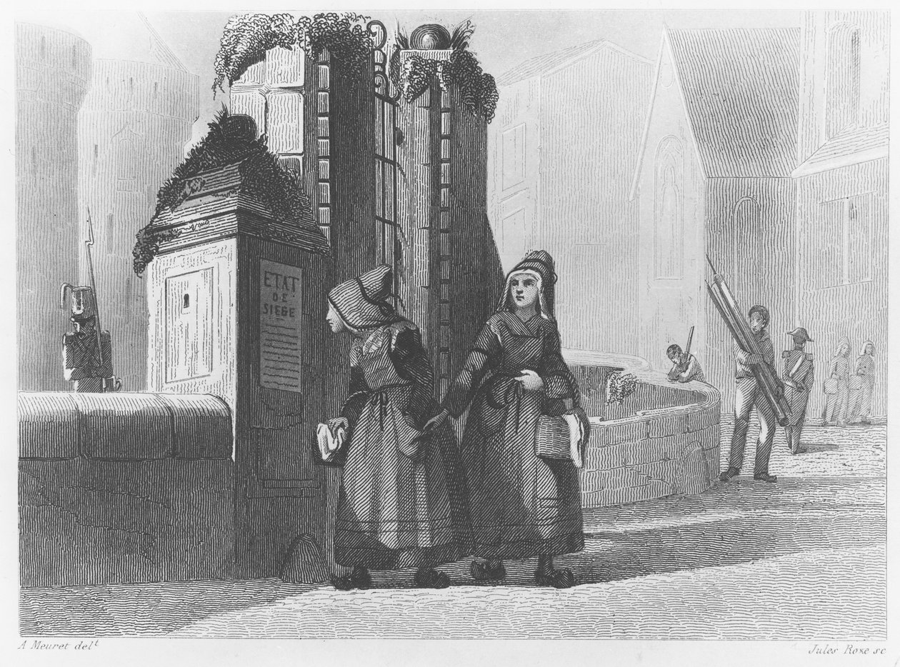 Hertiginnan av Berrys ankomst till Nantes, 1820 av French School