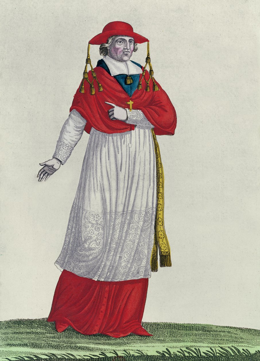 Kardinal Caprara (färggravyr) av French School