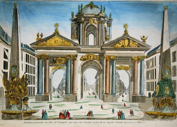 Design för en triumfbåge mittemot Louvrens pelargång av French School