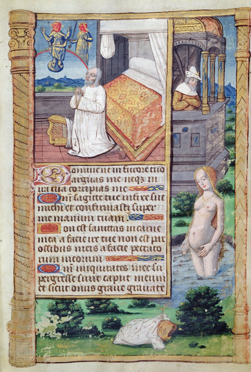 Fol.51r David och Batseba, från Hours of Use of Rome av French School