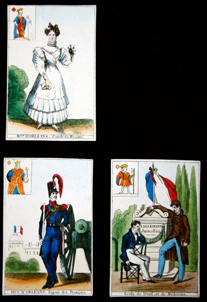 Fyra spelkort till minne av hjältarna från juli 1830, 1831 av French School