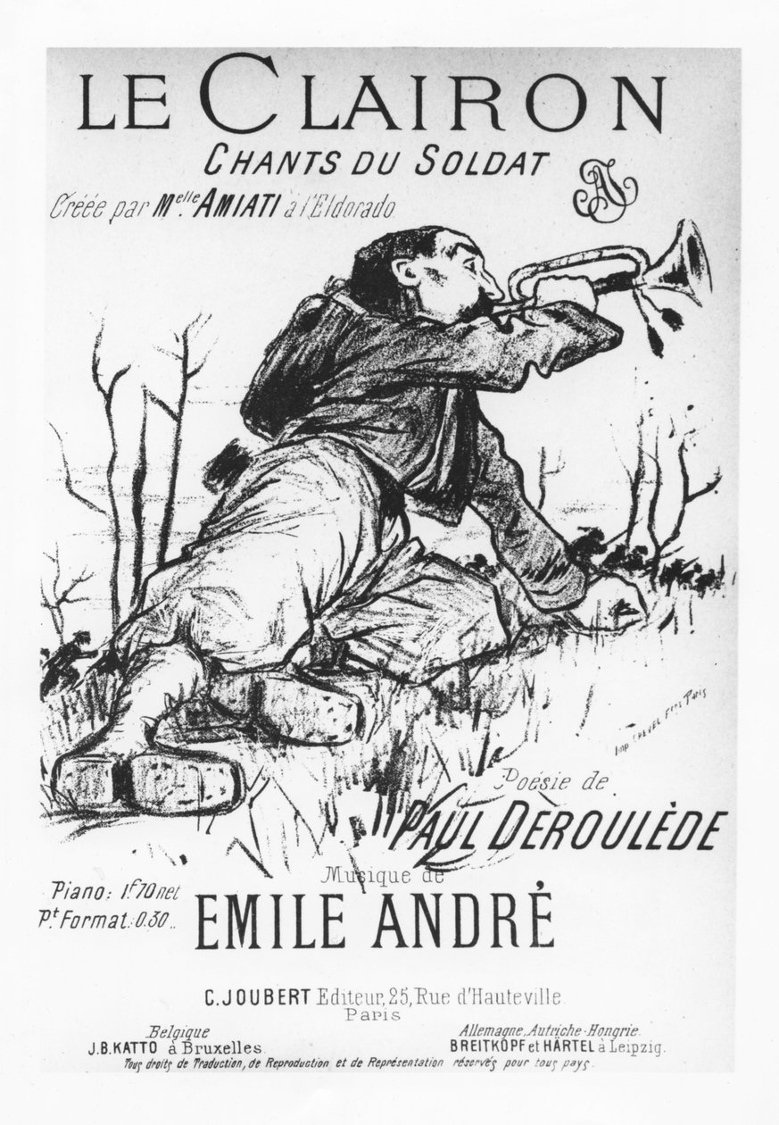 Framsidan av Le Clairon, Chants du Soldat, av Paul Deroulède av French School