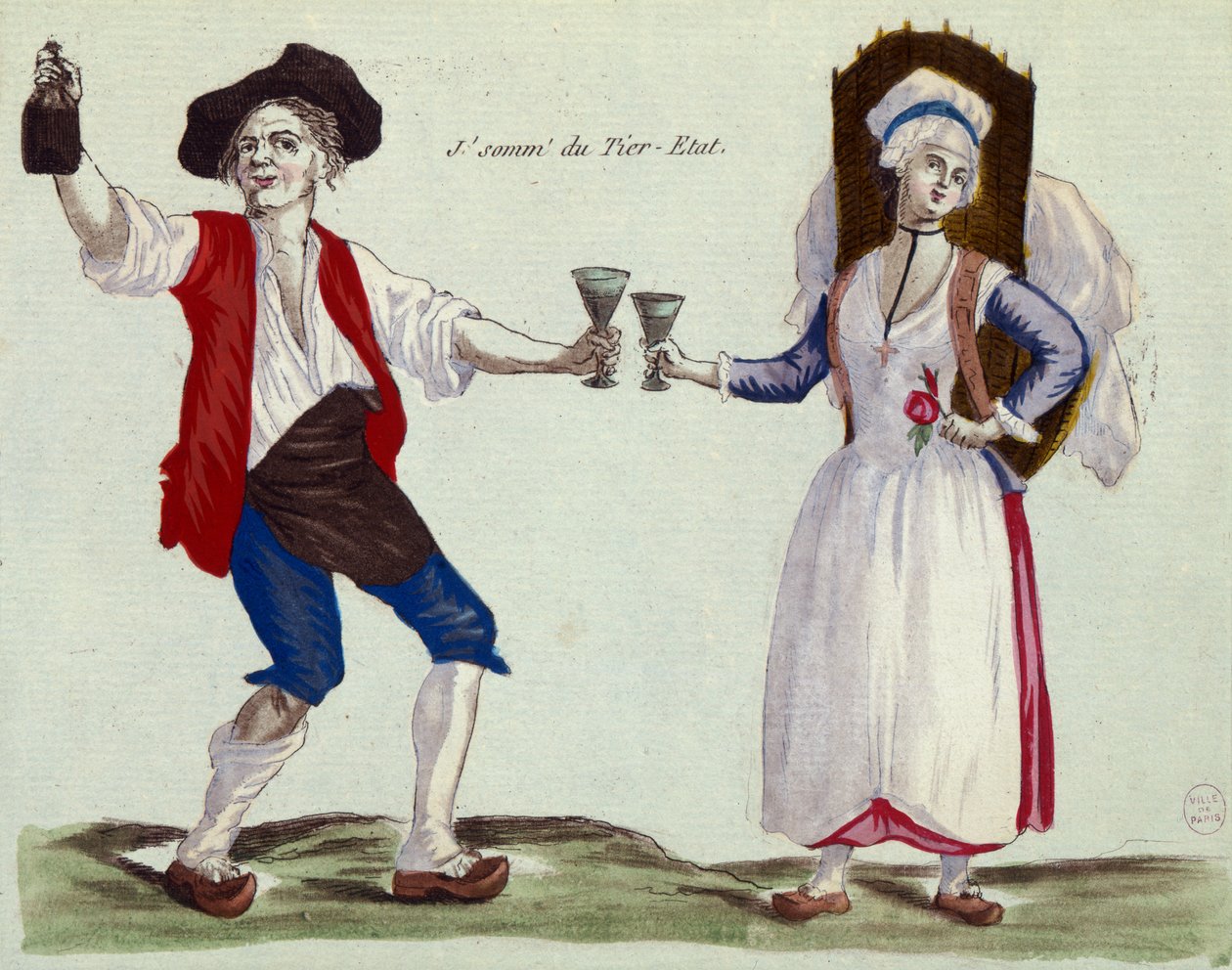 I Drink to the Third Estate (färgad gravyr och akvatint) av French School