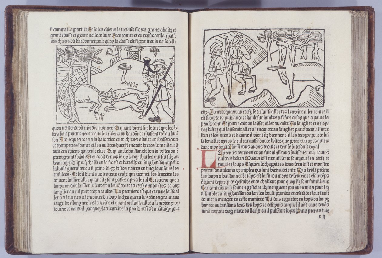 Illustration från Le Liurse du Roy Modus et de la Reine Racio av Henri Ferrieres, 1486 av French School