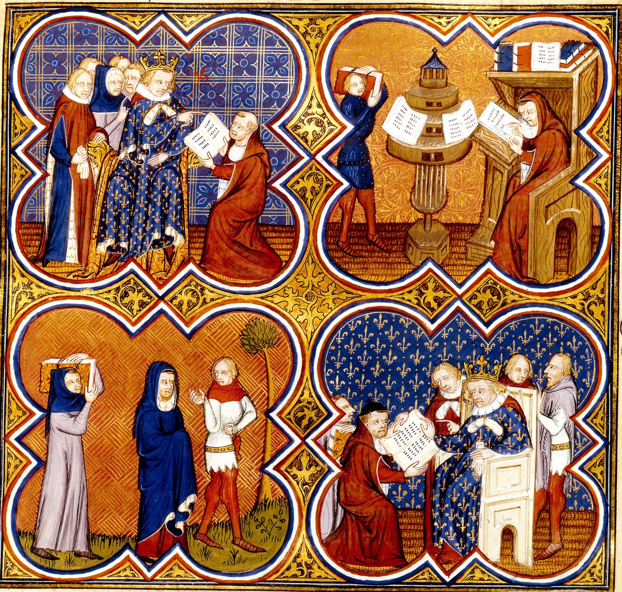 Illustration av översättningen av Aristoteles, 1380-90 av French School
