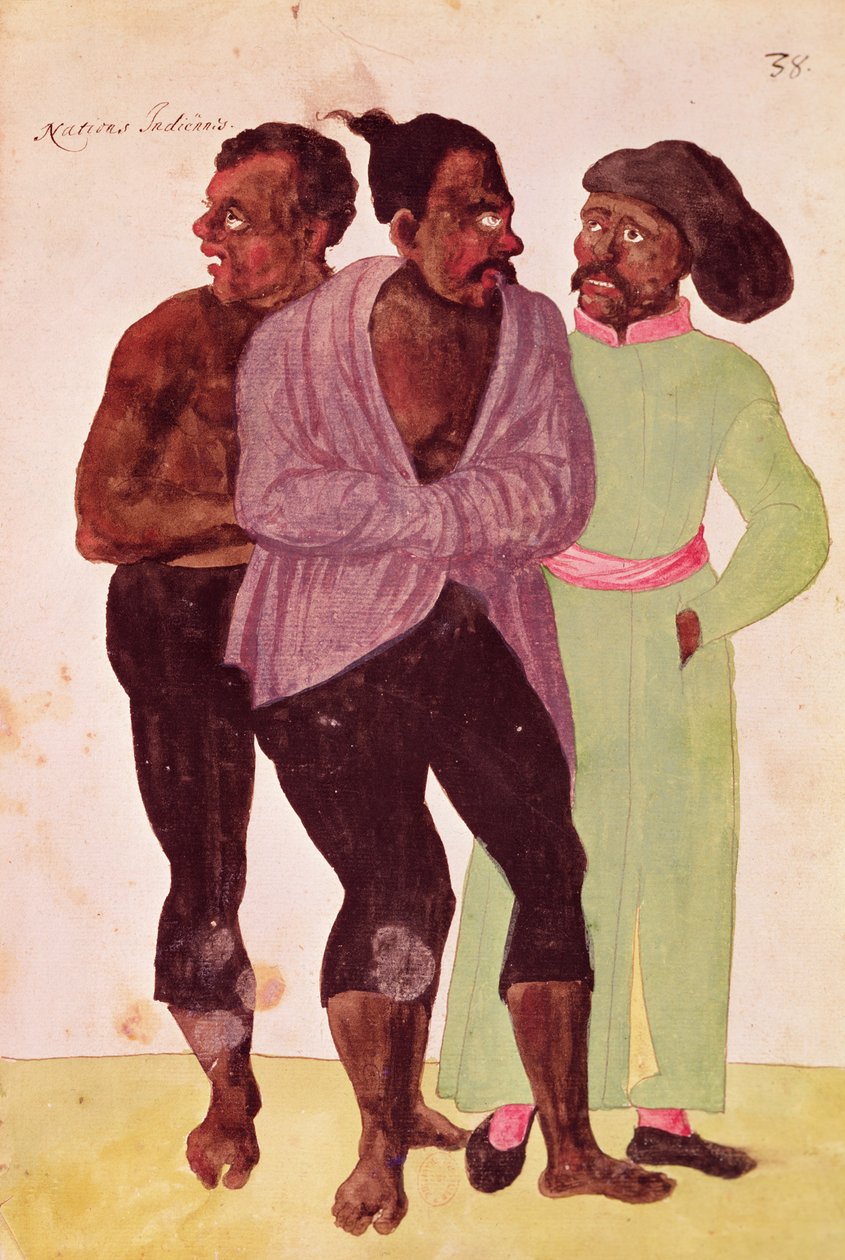 Indiska nationer, 1567 (wc & grafit på papper) av French School