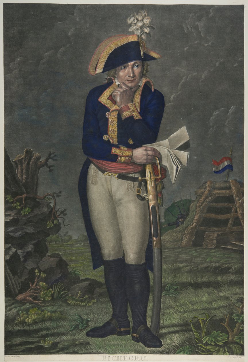 Jean-Charles Pichegru (färggravyr) av French School